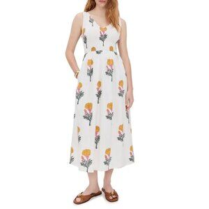 Marea Cora Floral Print Midi Dress in Marigold